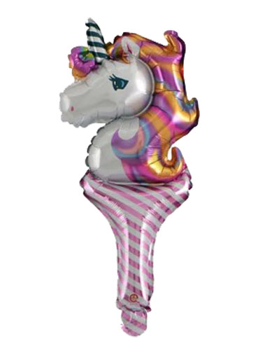 Pastel Unicorn Head Handheld Foil Balloon